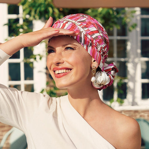 Shakti Pink Print Turban Christine Headwear (Accessories) - Hairlucinationswigs Ltd